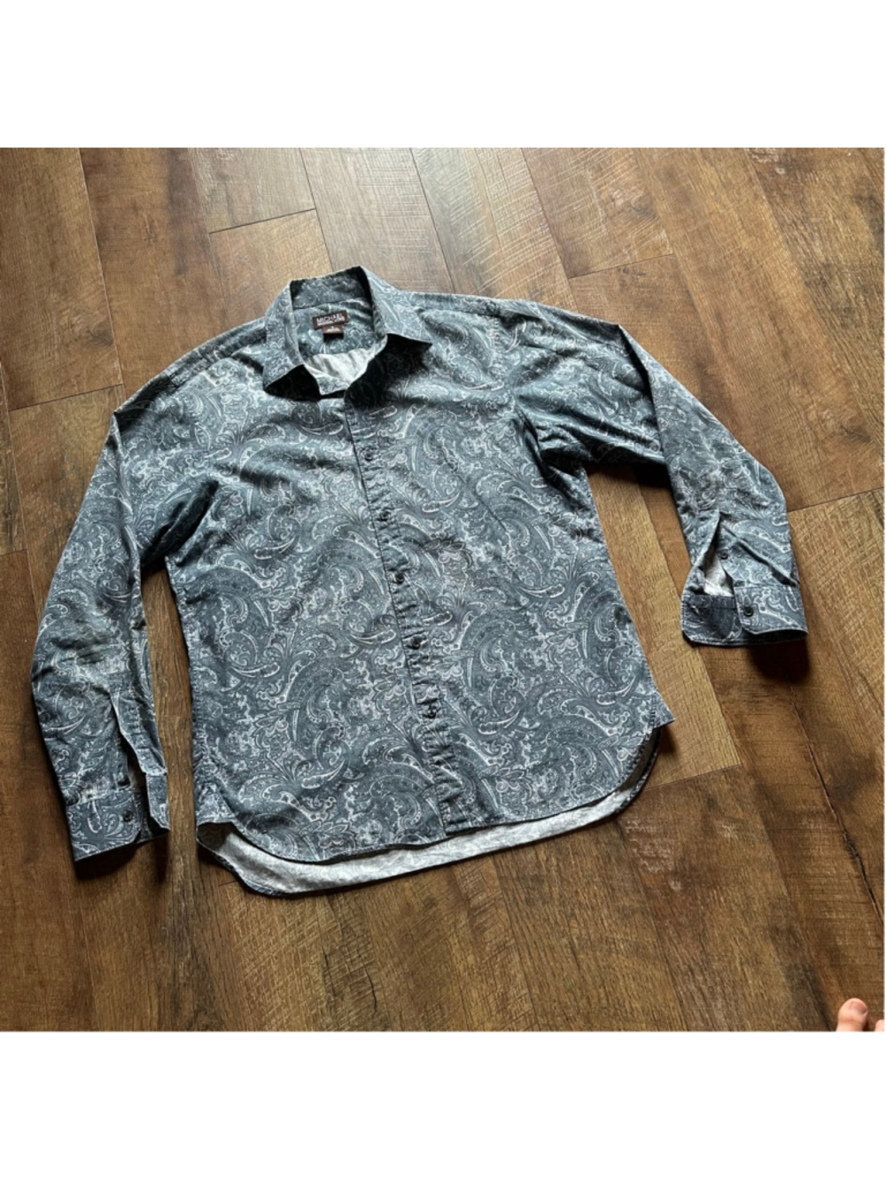 Men's MICHAEL Michael Kors Gray White Paisley Casual Button Down Shirt M